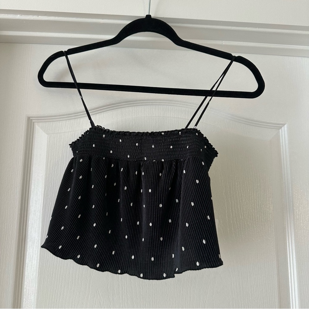 Urban Outfitters Black and White Polka Dot Crop Blouse